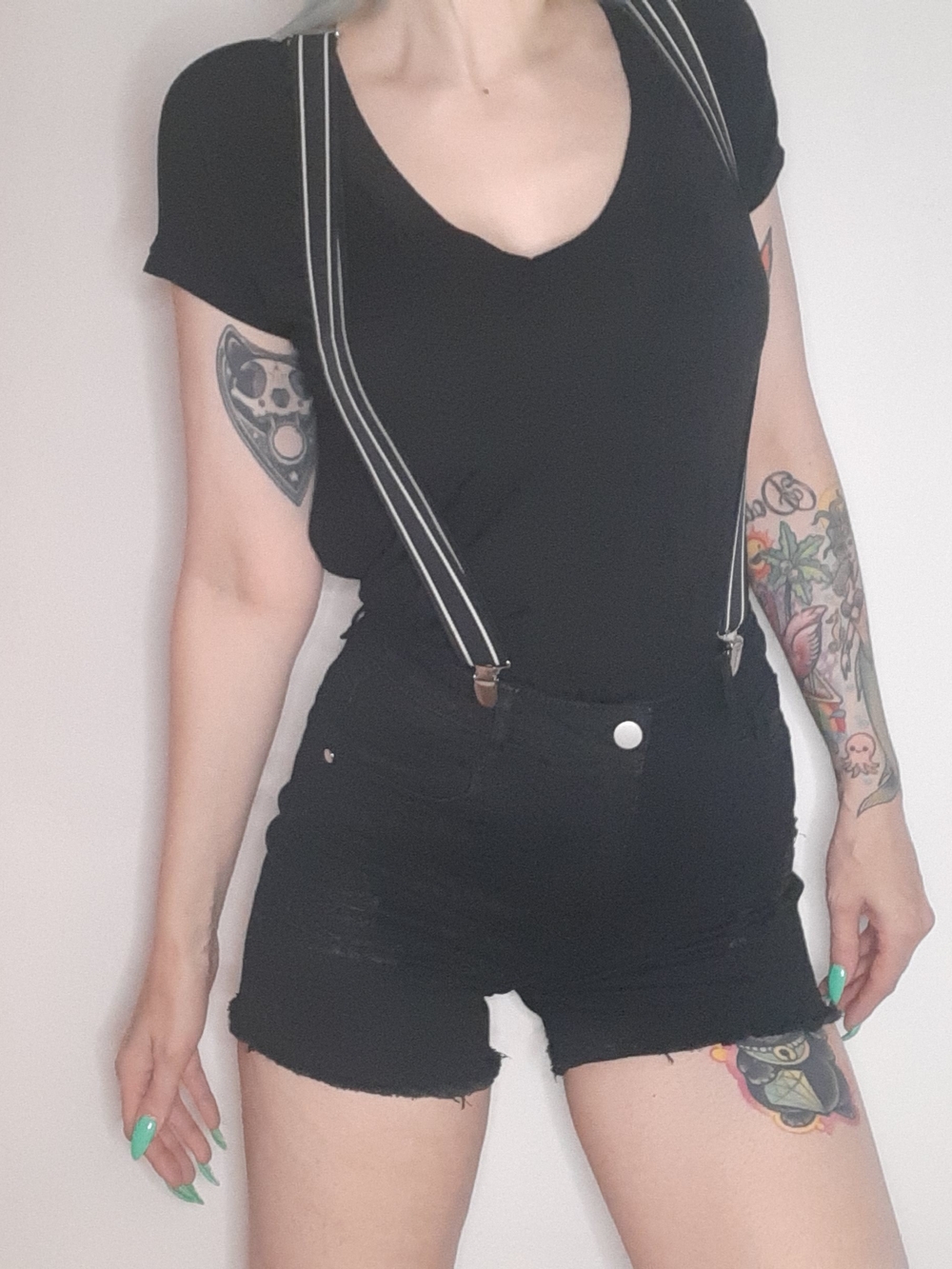 H&M Black and White Striped Suspenders.